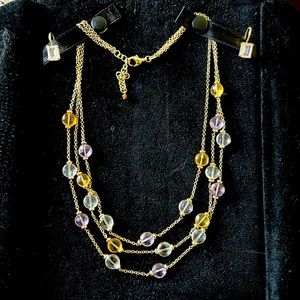 Gold amethyst and citrine necklace and earrings